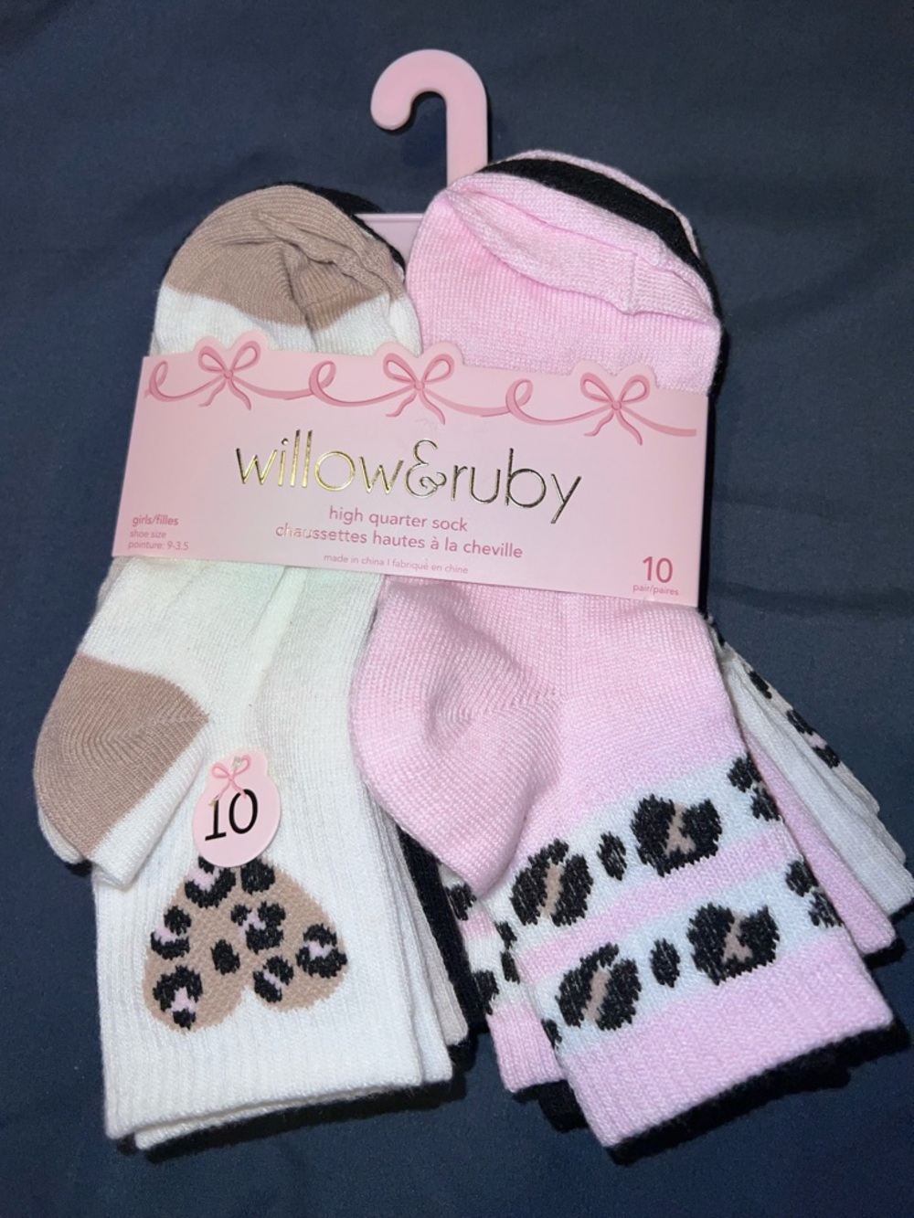 10 Pair Girl Socks Leopard Print